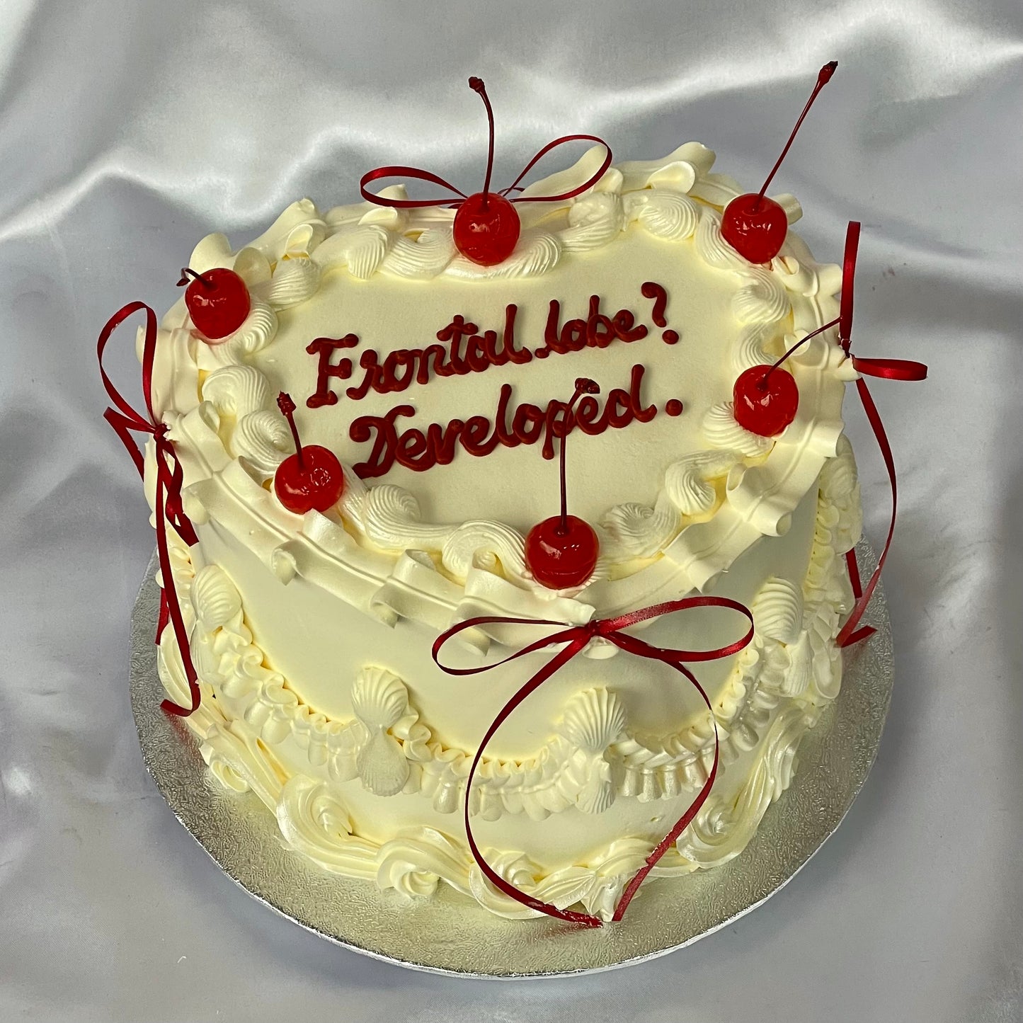 Heart with Red Ribbons π (White)