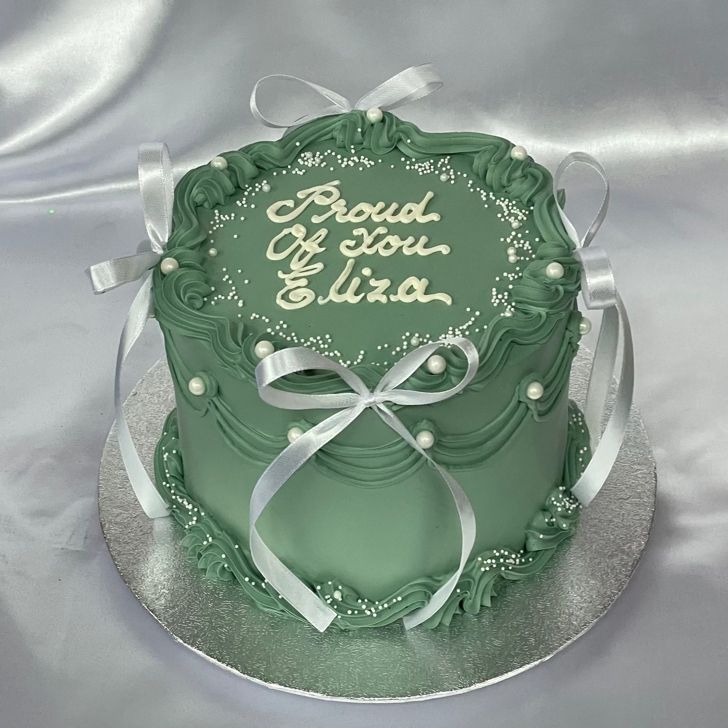 Sage Green Round with Ribbons π