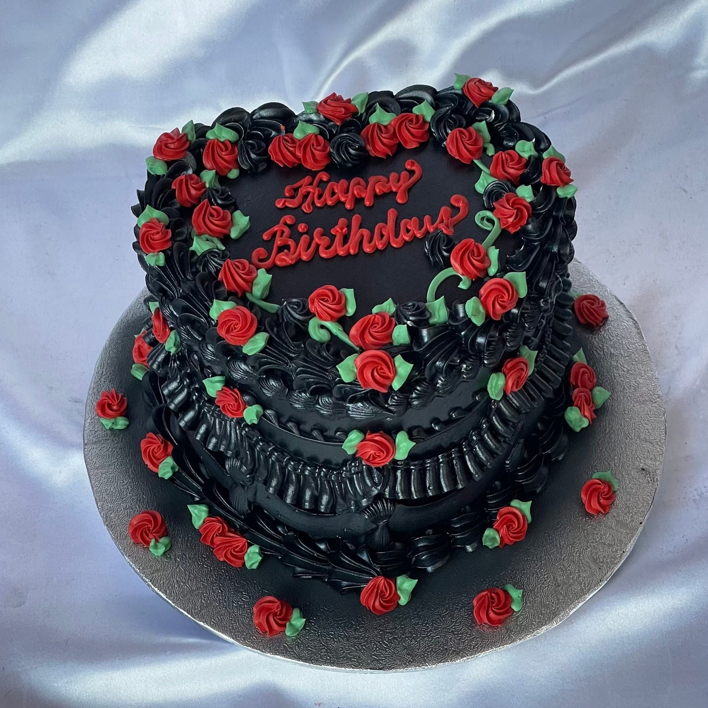 Black w/ Red Rosettes