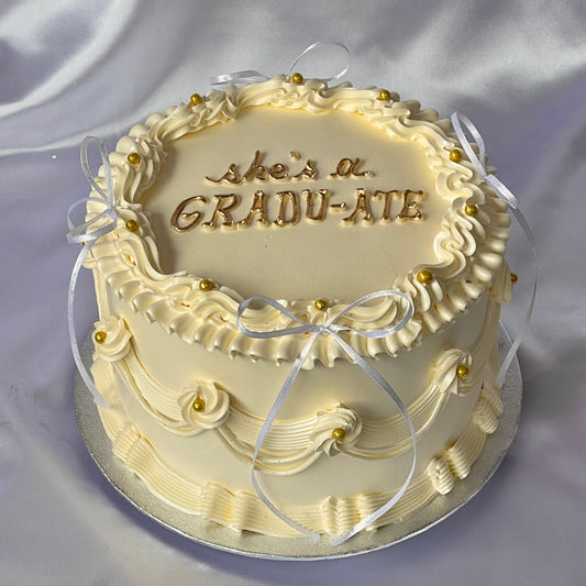Graduation White Ribbon Round