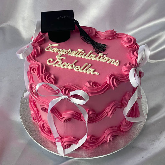 Dark Pink Graduation Heart Cake