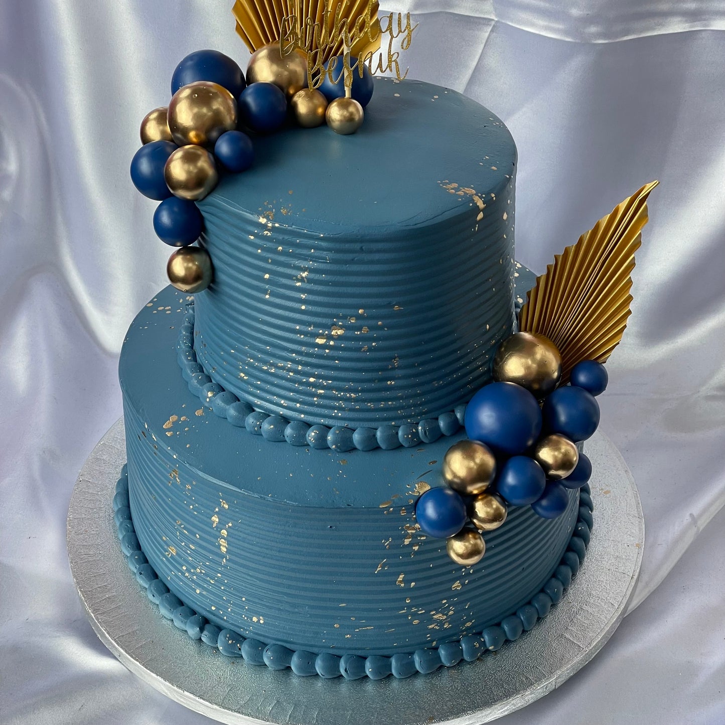 Navy Blue & Gold Two Tier