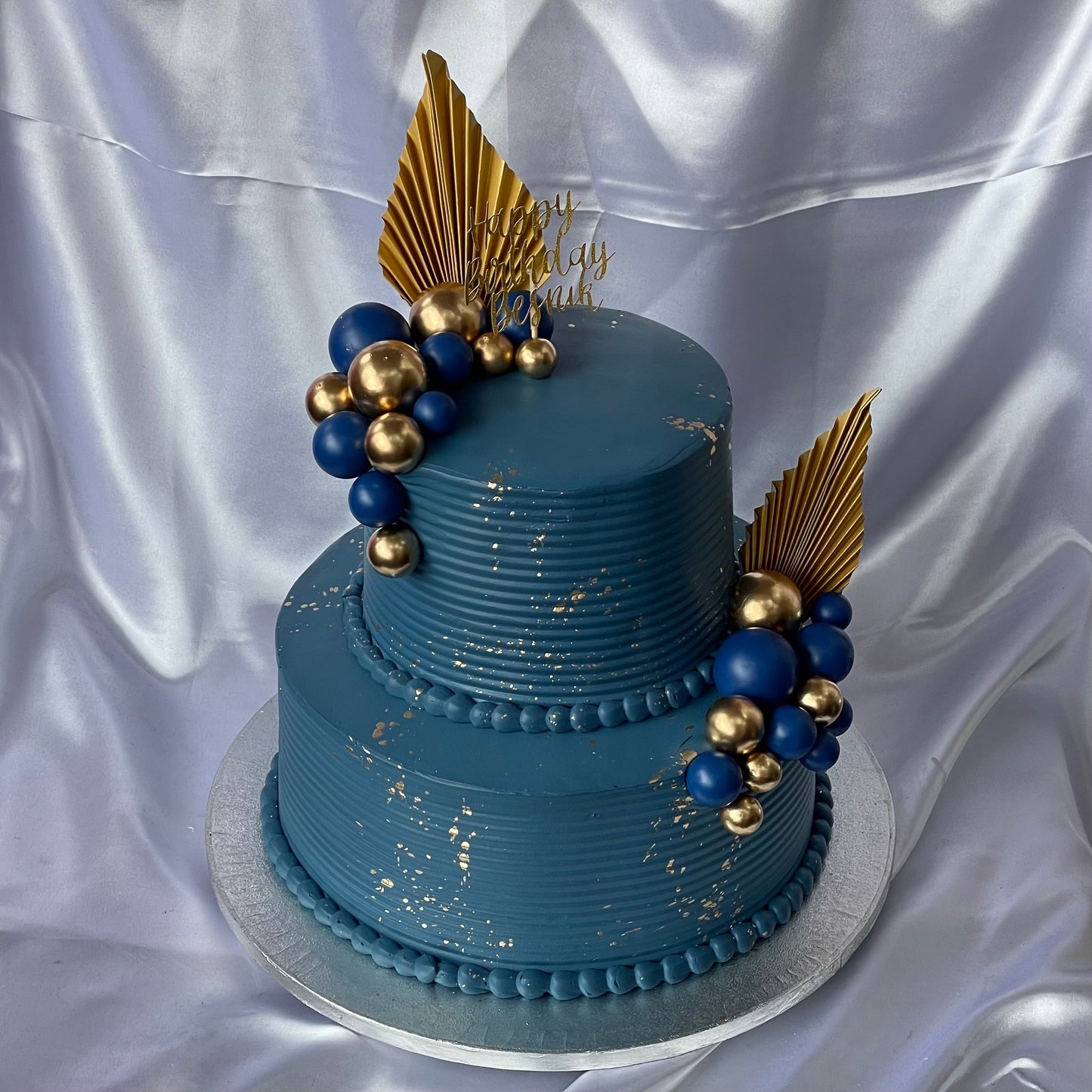 Navy Blue & Gold Two Tier