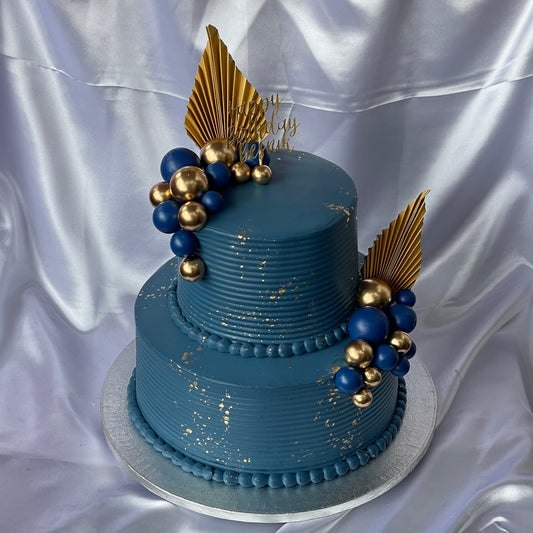 Navy Blue & Gold Two Tier