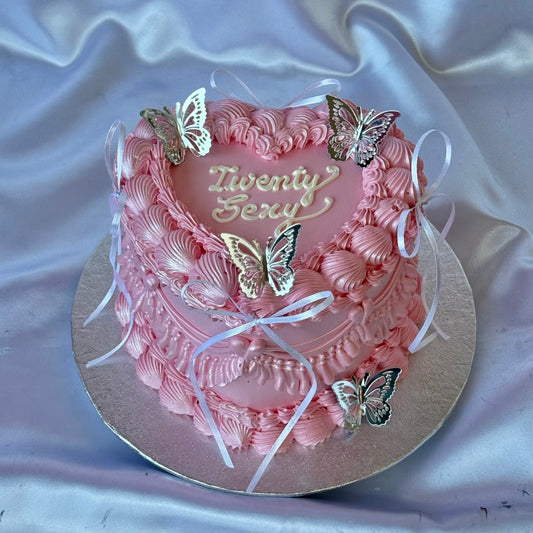 Pink Heart w/ 3mm White Ribbons